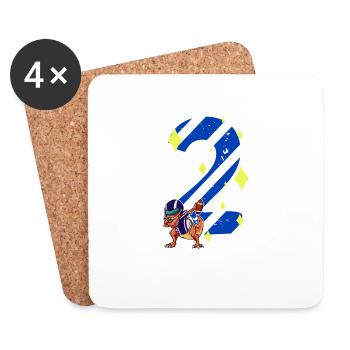 2 Years Old Dino American Football 2nd B-day Dab - Coasters (set of 4) - white - Front