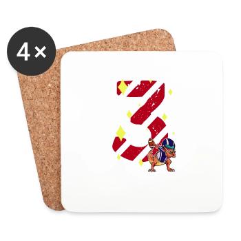 3 Years Old Dinosaur American Football 3rd B-day - Coasters (set of 4) - white - Front