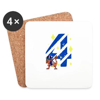 4 Years Old Dino American Football 4th B-day Dab - Coasters (set of 4) - white - Front
