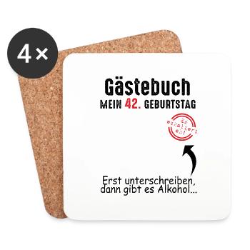 42. Geburtstag Gästebuch 42 Jahre - Untersetzer (4er-Set) - Weiß - Vorne