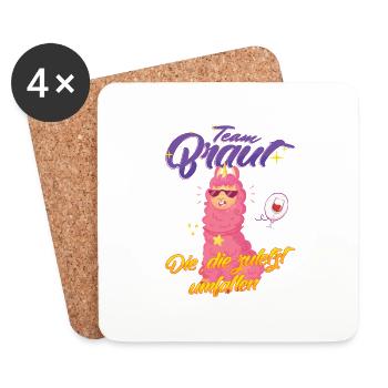 Team Braut Llama Die zuletzt umfallen - Untersetzer (4er-Set) - Weiß - Vorne