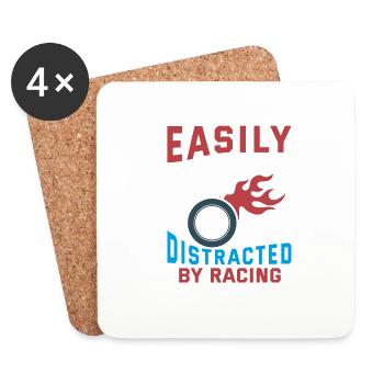 Easily Distracted By Racing Racing Funny Racer Lov - Untersetzer (4er-Set) - Weiß - Vorne