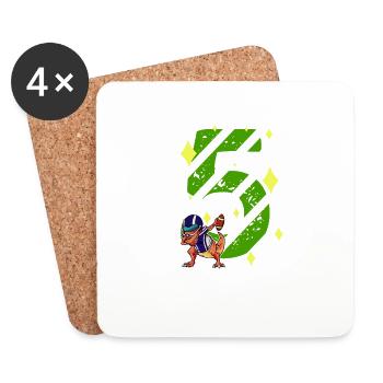 5 Years Old Dino American Football 5th B-day Dab - Coasters (set of 4) - white - Front