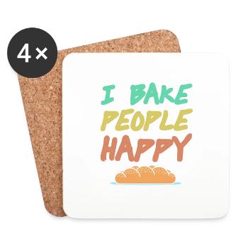 I Bake People Happy Retro Awesome Baking Design - Untersetzer (4er-Set) - Weiß - Vorne