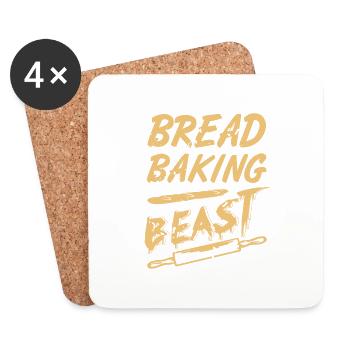 Bread Baking Beast Awesome Vintage Baker Tee - Untersetzer (4er-Set) - Weiß - Vorne