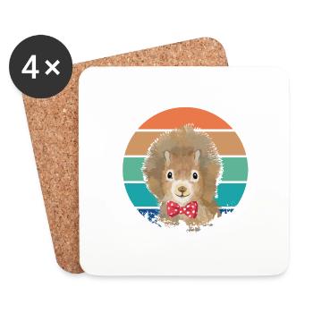 Retro Vintage Squirrel with Bow tie - Coasters (set of 4) - white - Front