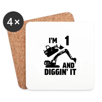 Ich bin 1 und Diggin' It - Untersetzer (4er-Set) - Weiß - Vorne