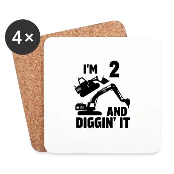 J’ai 2 ans et Diggin' It - Dessous de verre (lot de 4) - blanc - Devant