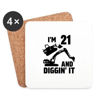 J’ai 21 ans et Diggin' It - Dessous de verre (lot de 4) - blanc - Devant