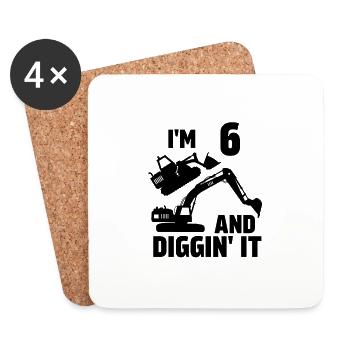 J’ai 6 ans et Diggin' It - Dessous de verre (lot de 4) - blanc - Devant
