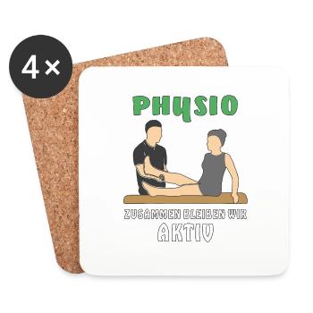 PHYSIO ZUSAMMEN BLEIBEN WIR AKTIV - Untersetzer (4er-Set) - Weiß - Vorne