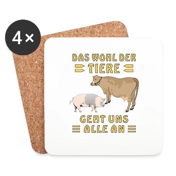 KUH SCHWEIN DAS WOHL DER TIERE GEHT UNS ALLE A - Untersetzer (4er-Set) - Weiß - Vorne