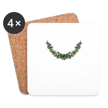 Eukalyptus Blumenkranz I Team Braut Hochzeit Boho - Untersetzer (4er-Set) - Weiß - Vorne