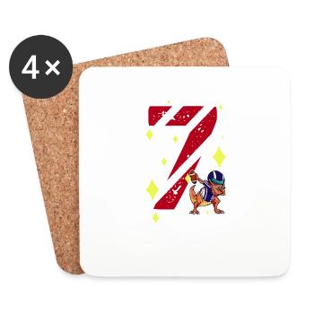 7 Years Old Dinosaur American Football 7th B-day - Coasters (set of 4) - white - Front