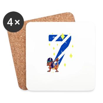 7 Years Old Dino American Football 7th B-day Dab - Coasters (set of 4) - white - Front