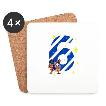 6 Years Old Dino American Football 6th Birthday - Coasters (set of 4) - white - Front
