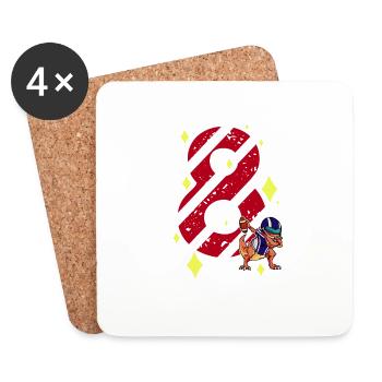 8 Years Old Dinosaur American Football 8th B-day - Coasters (set of 4) - white - Front