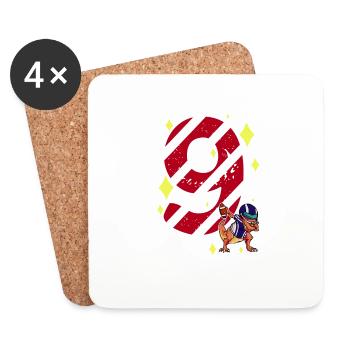 9 Years Old Dinosaur American Football 9th B-day - Coasters (set of 4) - white - Front