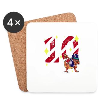 10 Years Old Dinosaur American Football 10th B-day - Coasters (set of 4) - white - Front