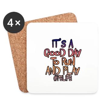 C’est une bonne journée pour courir et jouer 3 - Dessous de verre (lot de 4) - blanc - Devant