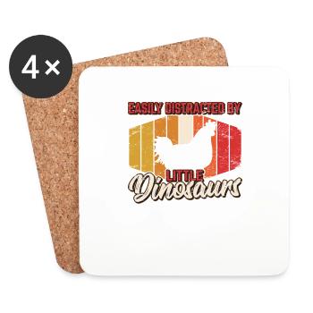Easily Distracted By Little Dinosaurs Funny Chicke - Untersetzer (4er-Set) - Weiß - Vorne