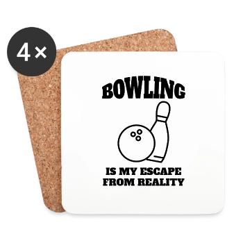 Bowling Gift Bowling Ball Bowling Cone Bowler - Coasters (set of 4) - white - Front