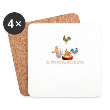 Antidepressants Funny Chicken Lover Farm Chicken F - Untersetzer (4er-Set) - Weiß - Vorne