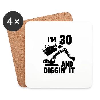 Ich bin 30 und Diggin' It - Untersetzer (4er-Set) - Weiß - Vorne