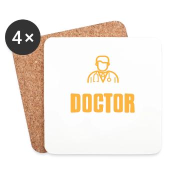 Mon père est médecin Qu’est-ce que votre héros fait à nouveau - Dessous de verre (lot de 4) - blanc - Devant