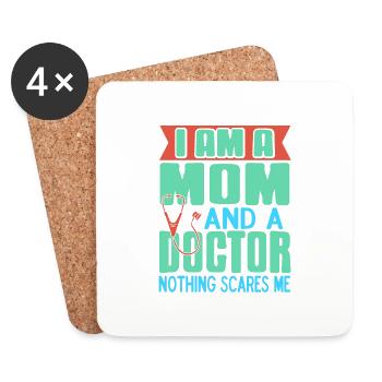 I Am A Mom & A Doctor Nothing Scares Me Awesome - Coasters (set of 4) - white - Front