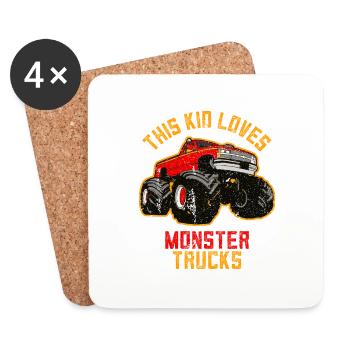 This Kid loves Monster Trucks - Coasters (set of 4) - white - Front