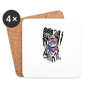 Yorkshire terrier dog wearing american flag - Coasters (set of 4) - white - Front