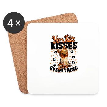 Yorkie kisses fix everything - pet - Coasters (set of 4) - white - Front