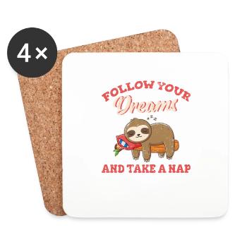 Follow Your Dreams And Take A Nap Baby Sloth Cute - Untersetzer (4er-Set) - Weiß - Vorne