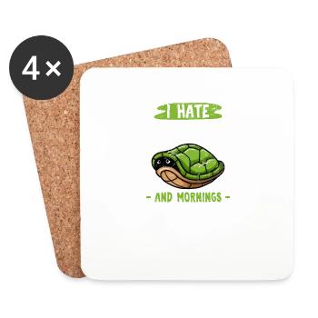 I Hate Morning People Funny Sea Turtle Lover Torto - Coasters (set of 4) - white - Front