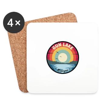 Gun Lake Michigan coloré - Dessous de verre (lot de 4) - blanc - Devant