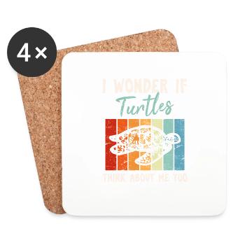 I Wonder If Turtles Think About Me Too Funny Sea T - Coasters (set of 4) - white - Front