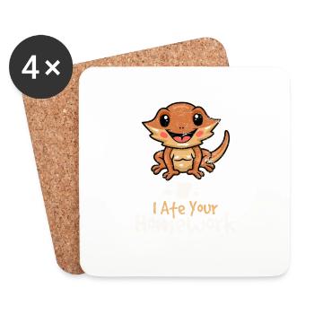 J’ai mangé vos devoirs Drôle de dragon barbu Propriétaire Bea - Dessous de verre (lot de 4) - blanc - Devant