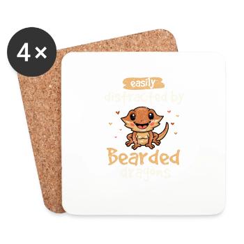 Easily Distracted By Bearded Dragons Beardie Lover - Coasters (set of 4) - white - Front