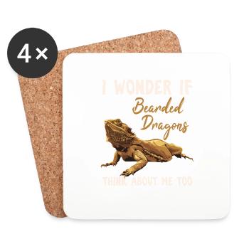 Je me demande si les dragons barbus pensent à moi aussi Bea - Dessous de verre (lot de 4) - blanc - Devant