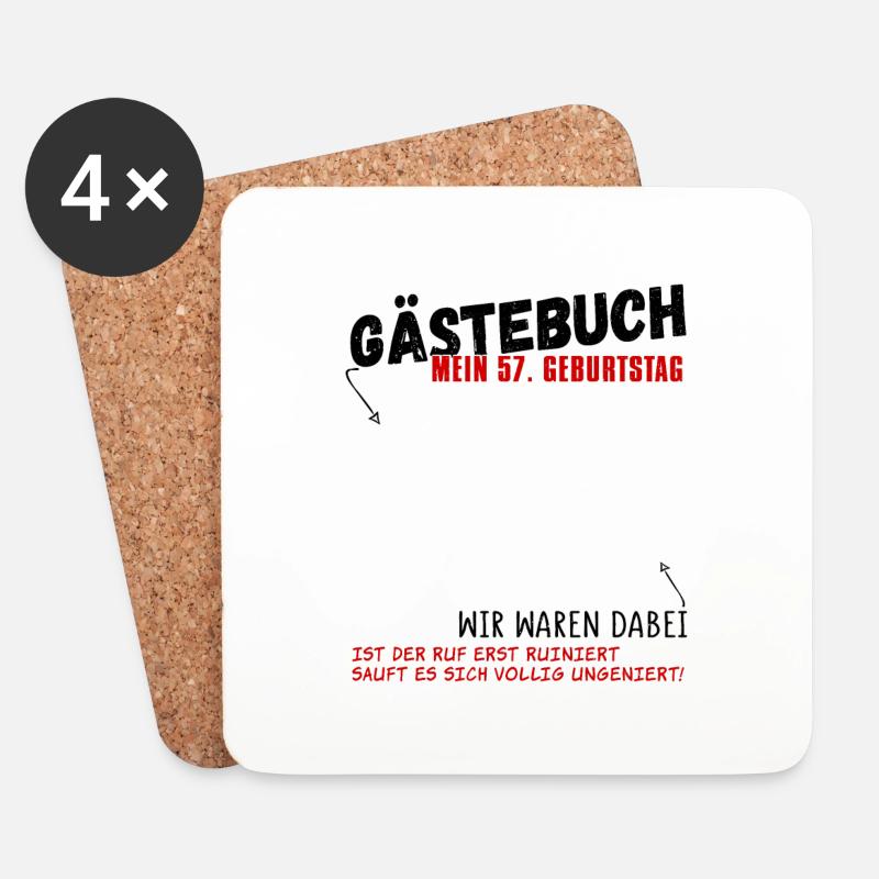 57. Geburtstag Gästebuch 57 Jahre - Untersetzer (4er-Set) - Weiß