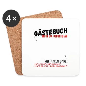 63. Geburtstag Gästebuch 63 Jahre - Untersetzer (4er-Set) - Weiß - Vorne