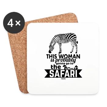 Zebra Adventure Safari Woman Holiday - Coasters (set of 4) - white - Front