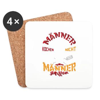 Männer kochen nicht Männer grillen - Untersetzer (4er-Set) - Weiß - Vorne