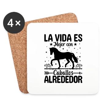 La Vie Est Meilleure Avec Des Chevaux - Dessous de verre (lot de 4) - blanc - Devant