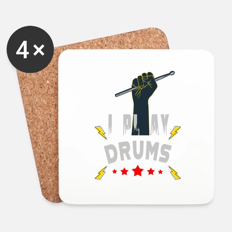 I play drums - Untersetzer (4er-Set) - Weiß