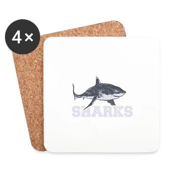 Eat Sleep Sharks Repeat Funny Shark Lover Funny Sh - Untersetzer (4er-Set) - Weiß - Vorne