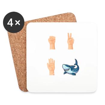Rock Paper Scissors Nothing Beats Sharks Funny Sha - Coasters (set of 4) - white - Front