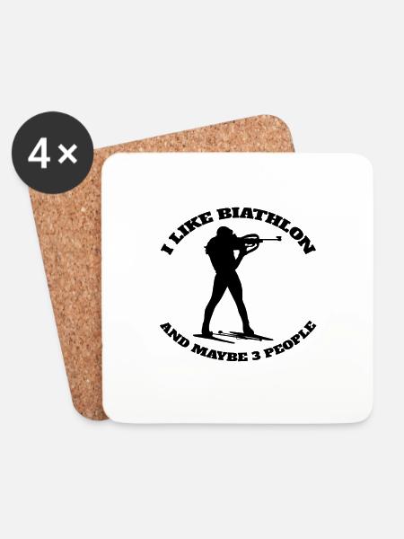 Biathlon Skifahrer Wintersport Geschenk Biathlet - Untersetzer (4er-Set) - Weiß