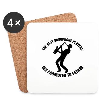 Saxophone Papa Saxophonist Father Saxophone Dad Music - Coasters (set of 4) - white - Front